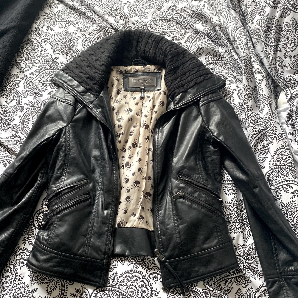 True Love black faux leather jacket